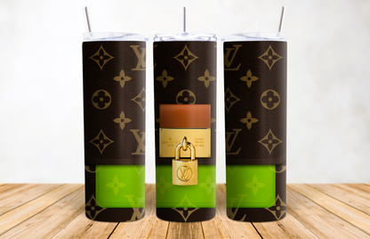 Louis Vuitton-Inspired 20oz. Skinny Steel Tumbler with Lid & Straw