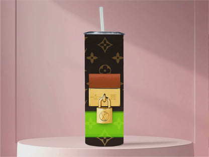 Louis Vuitton-Inspired 20oz. Skinny Steel Tumbler with Lid & Straw